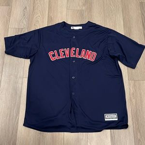 Majestic Cool Base Cleveland Indians Navy Jersey Baseball MLB 2XL